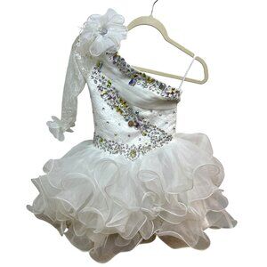 Girl's Ballet Tutu Costume Jewels Lace Ruffled Tulle Skirt Skirt White